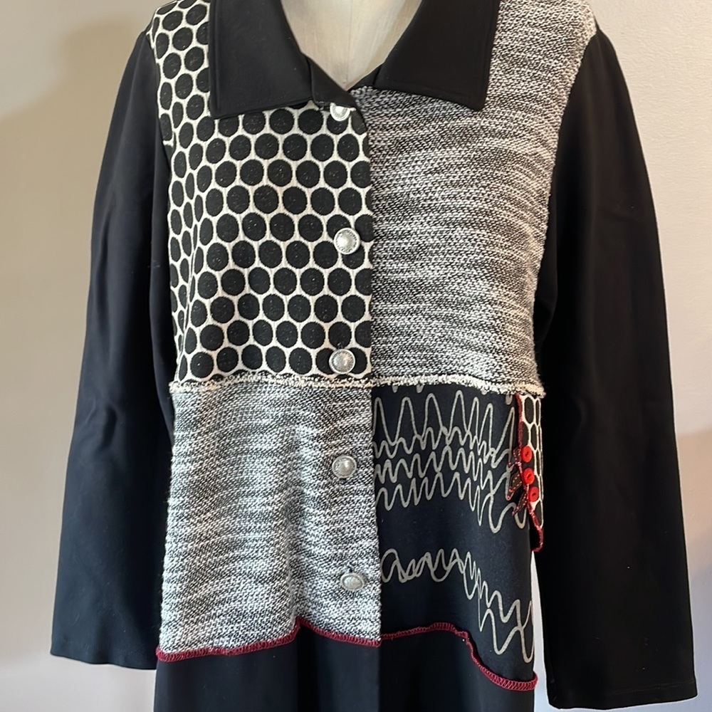 Zoe by Michael Phillips Canada multi textured pattern block cardigan relaxed Med